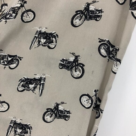 Equipment Ryder Silk Motorcycle print sleeveless shirt dress  small tan black - Picture 13 of 16
